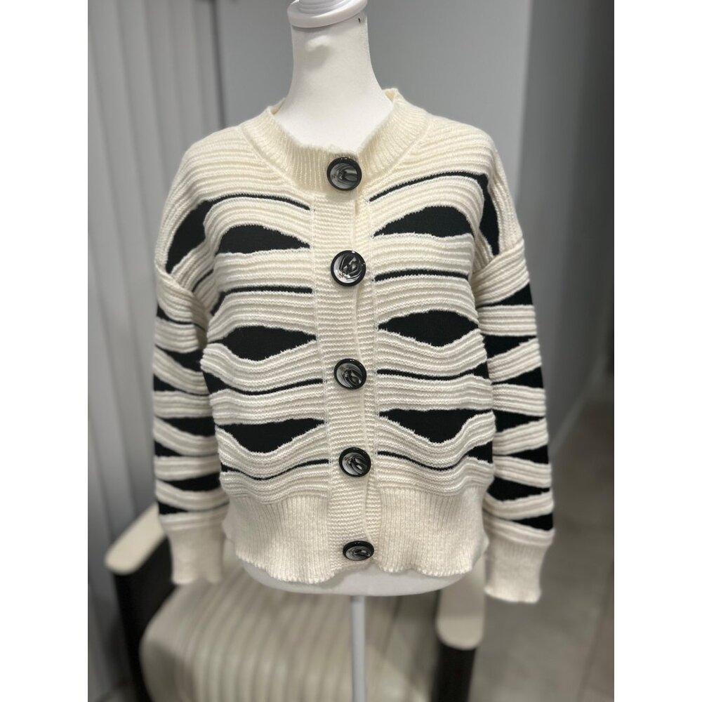 VITA GRACE Lorna textured two tone cardigan size Medium oversized MSRP $220